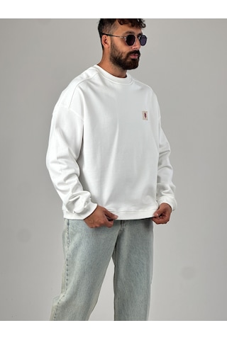 Cocopelli Ekru Tasarım Etnik Erkek Sweatshirt Coc1029 Ekru