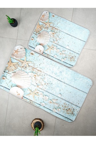 Dijital Baskılı Yıkanabilir Kaymaz Taban 2li Banyo Halısı Paspas Klozet Takımı 5099b