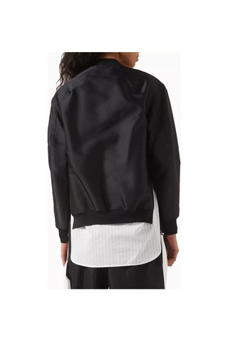 3.1 Phillip Lim Saten Katmanlı Bomber Ceket Şehirli Stil Için Lüks Rahatlık Siyah