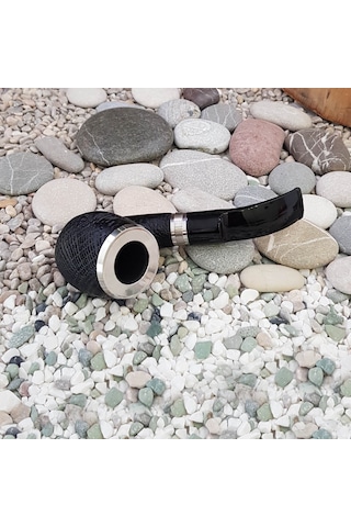 Falconetti 9 MM Metal Süslü Maun Eğik Sap Ahşap Pipo  Py54