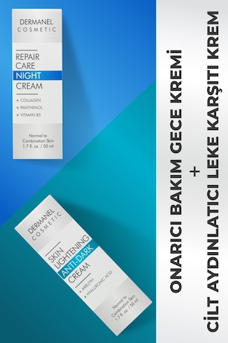 Dermanel Cilt Aydınlatıcı Leke Karşıtı Krem 50 ML + Dermanel Onarıcı Bakım Gece Kremi 50 ML
