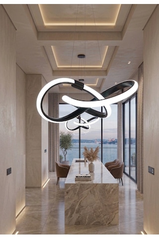Lzy Avize Store Kar Çiçeği Siyah Avize Modern Salon, Mutfak, Çocuk Odası Ve Antre Aydınlatma
