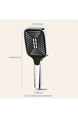 Kare Düğme Ayarlanabilir Duş Başlığı Gümüş: Süper Süper Şarjlı Duş Başlığı Kare Su Çıkışı Ev Tipi Su Isıtıcısı Tek Elle Sprey Duş Başlığı Gümüş