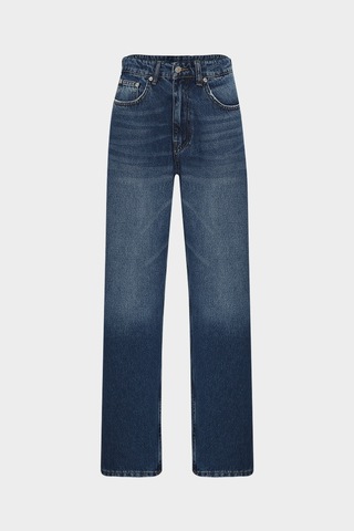Açelyaokcu High Waist Tailored Baggy Balloon Kadın Jean Pantolon Lacivert