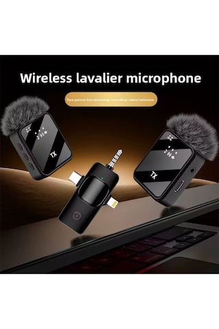 İkili Kablosuz Yaka Mikrofonu 2.4g Bluetooth 5.1 İphone Type-c Ve Kamera Uyumlu 10 Saat F11-2