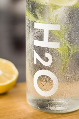 H2o Borosilikat Cam Matara Vakum Kapaklı Su Şişesi Suluk Beyaz 1000ML
