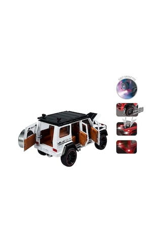 Sesli Ve Işıklı Buharlı Çıkaran Metal Off-road Jeep - Çek-bırak Araba 20cm 1:22 Ölçek Çok Renkli
