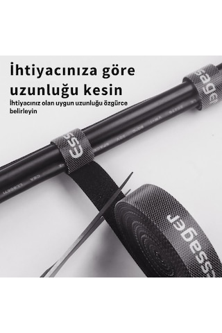 Essager 5 Metre Cırt Cırt Bantlı Kablo Sarıcı Düzenleyici Organizatör, Kesilebilir Kablo Düzenleyici