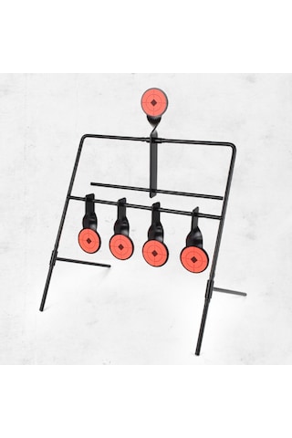 Cbtx 5 Hedef Kendini Sıfırlayan Atış Hedefi Metal Hedef Siyah - Kırmızı