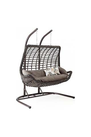 Capri Swing Rattan Örme Salıncak Çift Kişilik Kahve