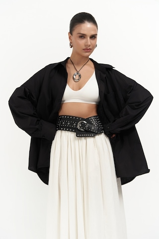 Josie Oversize Siyah Gömlek Siyah