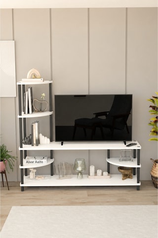 Neoline 120 Cm Tv Ünitesi Çok Raflı Modern Tv Sehpası - Beyaz Beyaz