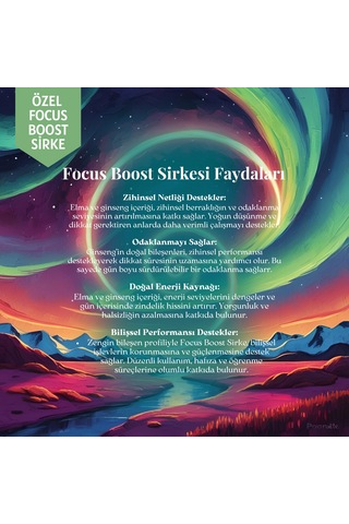 Mim and More Focus Boost Sirke Elma Ve Ginseng Özlü 250 ML