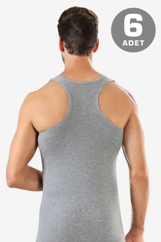 Terrien 6'lı Paket Gri Erkek Rambo Sporcu Atlet %100 Pamuk Ribana Nefes Alabilir Günlük Giyim Slim Fit