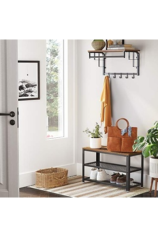 Ayakkabı Tezgahı 2 Raflı Ayakkabı Saklama Yeri 73 X 30 X 45 Cm Giriş Alanı Için Koridor Oturma Odası Metal Çer Çok Renkli
