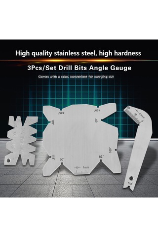Ximistore9 Stainless Steel Açı Ölçer Seti 3'lü - Matkap Uç Açısı 60 -160 Ve Vida Kontrolü, Taşınabilir Kutu İçerisinde