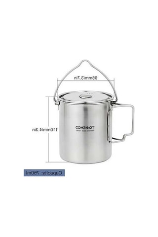 Pazly Taşınabilir Su Saplı Renkli Kamp Piknik Paslanmaz Çelik Kupa 750ml Ym Katlanır Kapaklı Çok Renkli