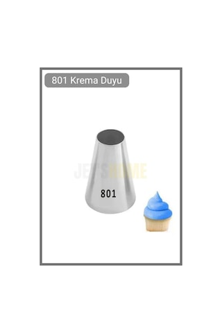 801 Yuvarlak Desen Krema Duyu Büyük Boy Pasta Duyu Paslanmaz Çelik Krema Torbası Ucu 2.4x6.5x4.5 Cm Metalik Gri