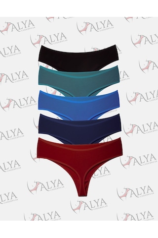 Alya Underwear Kadın Külot Yüksek Bel Tanga, Toparlayıcı - 2 Siyah, 1 Beyaz, 2 Ten S, M, L, Xl, 2xl - 5 Adet Çok Renkli P24
