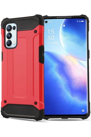 Noktaks - Oppo Reno 5 Pro 5g Uyumlu - Kılıf Çift Katman Zırh Tank Crash Military Kapak - Rose Gold