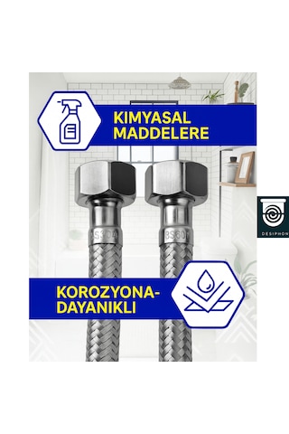 50 Cm Paslanmaz Çelik Örgülü Flex Hortum 3/8"x3/8" Klozet& ...