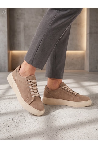 Whiteface Stilist Store Erkek Kum Rengi Hakiki Deri Casual Günlük Ayakkabı Sneaker