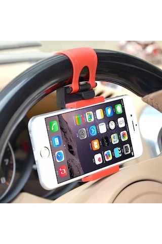 Kilifone - Araç Telefon Tutucu Araç Direksiyon Telefon Tutucu - Siyah-kırmızı - T10469 Siyah-kırmızı