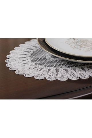 Amerikan Servis Supla Ve Runner Seti 8 Kişilik Set Nakışlı Vivien Bej