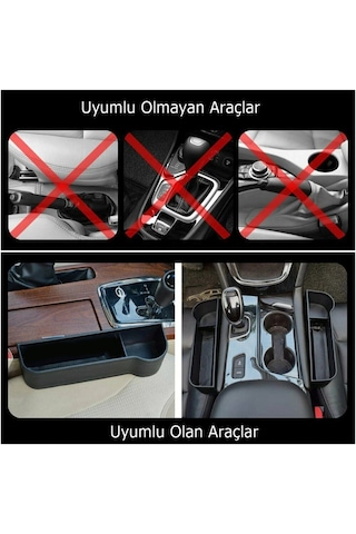 Universal Koltok Arası Lüx Oto Organizer & Bardaklık Siyah 2'li