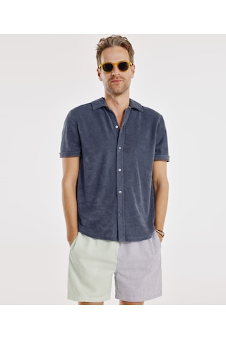 Yargıcı Kısa Kol Düğmeli T-shirt 25yets9002x 260 Lacivert