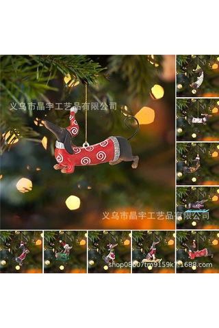 Ranyeek Akrilik Kınalı Köpek Figürü Noel Ağaçları Süs Takımı Ev Dekorasyonu Partilerde Kullanım Kolay Ve Dayanıklı Jy-2