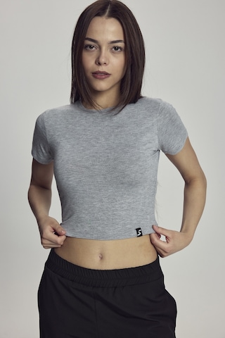 Scorp Lyra Kadın Crop Bambu Tişört Gri Standart