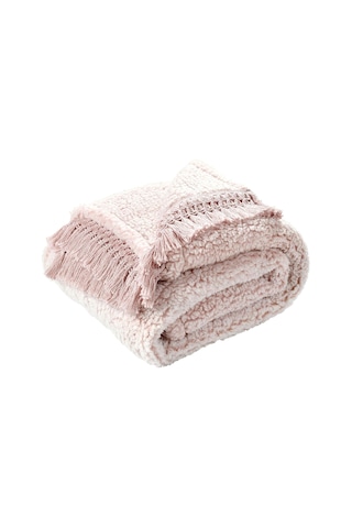 Sherpa Püsküllü Saçaklı Battaniye, 152,4 Cm X 127 Cm, Kırmızı Çok Renkli