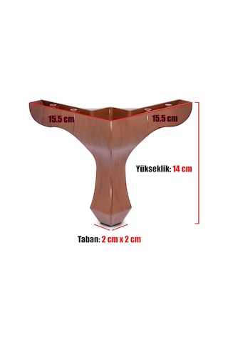 Mobilya Kanepe Baza Koltuk Çekyat Yükseltme Ayağı Plastik, Lükens Kahve 14 Cm, 4 Adet Kahverengi