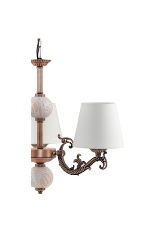 Üç  Kollu Zamak Avize Bakir Krem Çinili Krem Şapkali