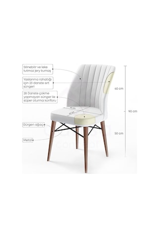 Canisa Concept Flex Serisi Krem Renk Gürgen Ayaklı Sandalye Krem / Beyaz Ayaklı