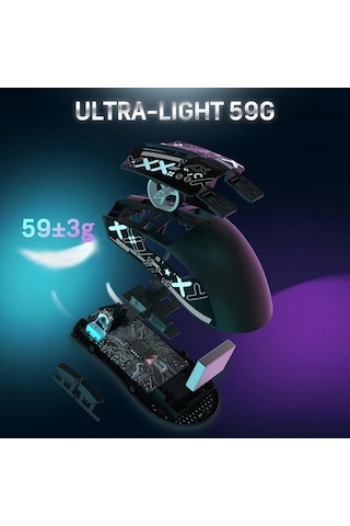 Besthome1 Attack Shark X11 Siyah Ve Kablosuz Rgb Şarj Tabanlı Oyun Faresi 3 Mod 22400 Dpı Pc Mac Besthome1