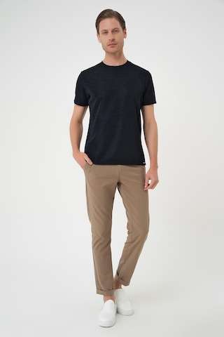 Efor Comfort Fit Bisiklet Yaka Viskon Karışımlı Dokulu Casual Lacivert Tişört Ts 896 Lacivert