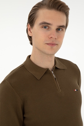 U.S. Polo Assn. Erkek Regular Fit Yarım Fermuarlı Haki Basic Kazak 50298266-VR027