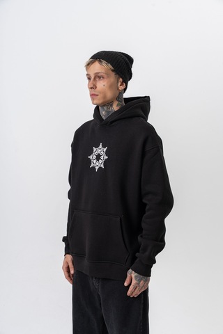 Respire Erkek Itsbyzey Nakışlı Kapüşonlu Oversize Hoodie Siyah