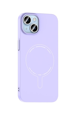 Maks Technology iPhone Uyumlu 14 Kılıf M-safe Şarj Özellikli Kamera Korumalı Mkst Elio Sert Pc Kapak - Lila