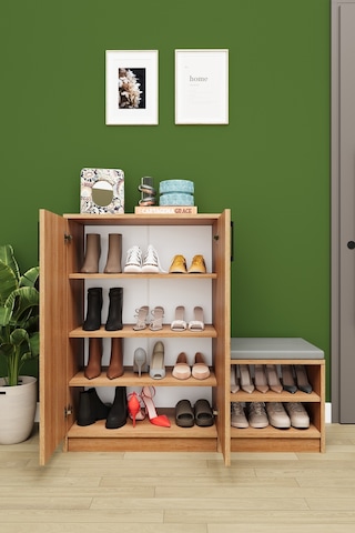 Asra Trend Puflu Ayakkabılık A-25 %100 MDF Minderli Geniş Portmanto Petra
