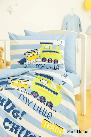 Dijital Baskılı 3d Pamuklu Yenidoğan Bebek Nevresim Takımı My Little Train Çok Renkli