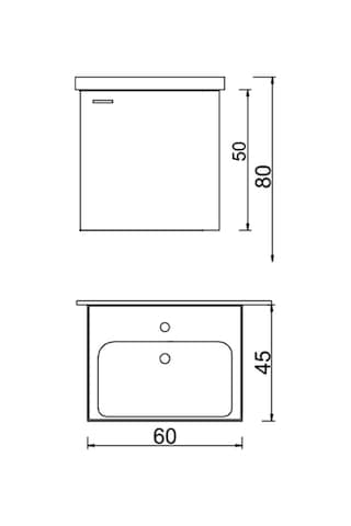 Denko Terra 60 Cm Mdf Antrasit Gri Banyo Dolabı Alt Modül Ve Lava Antrasit - Gri