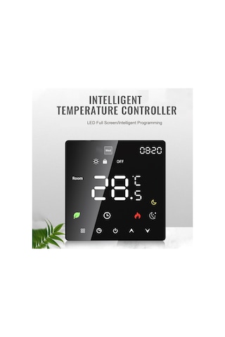 Yifomall Siyah Akıllı Su Isıtma Termostati, Wifi Ve Ses Kontrol, 3a Akıllı Mod, Dokunmatik Renkli Lcd Ekran, Ip20 Koruma, Ev Ofis İçin