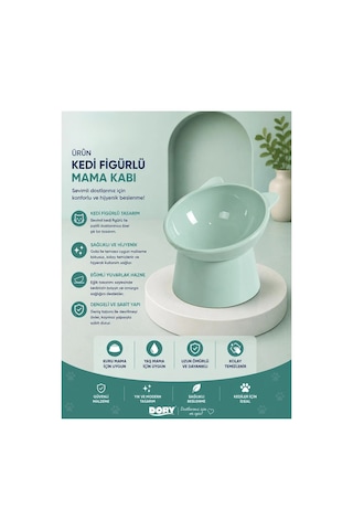 Galeriyo Kedi Figürlü Mama Kabı Yeşil Yesıl