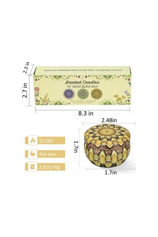 Mum Hediye Seti Bohem Çiçek Kokusu Kokulu Soya Mumları Kadın Hediyeleri 2.5 Oz Stres Giderici Aromaterapi Mumları, Diwali, Doğum Günü Hediyeleri, 3'lü Paket Diğer