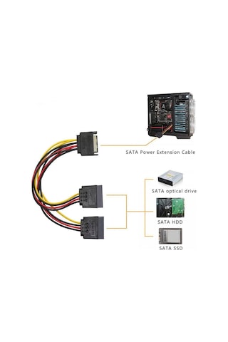30 cm 15 pin sata 2x sata power çoklayıcı 15 pin erkek sata 2x sata çoklayıcı uzatma kablo