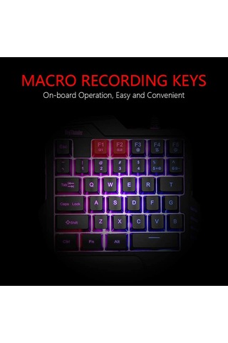 Xindoker "35 Tuşlu Renkli Aydınlatmalı Tek Elle Oyun Klavyesi - Usb Bağlantılı Ve Makro Kayıt Özellikli"