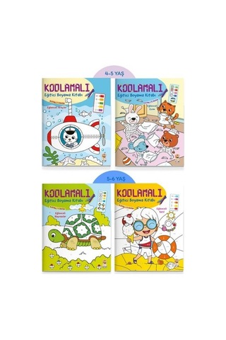 Kodlamalı Eğitici Boyama Seti 4 Kitap